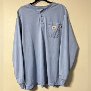 Carhartt Men’s FlameResistant Cotton Long Sleeve Henley XL Blue Workwear